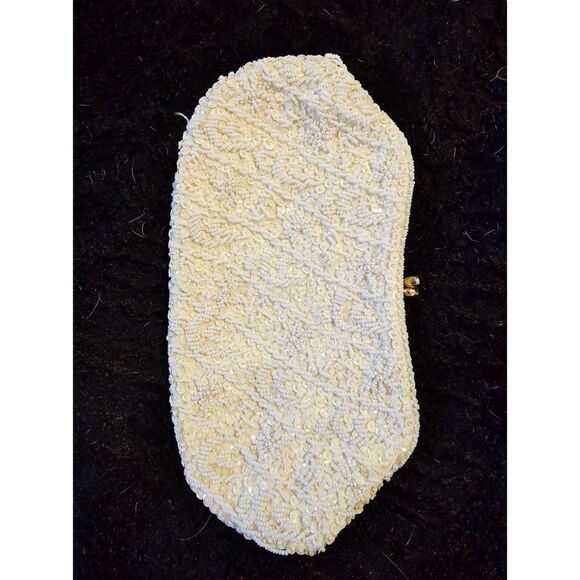 ADG Vintage Ivory Beaded Sequin Wedding Cocktail Evening Bag - Picture 2 of 5